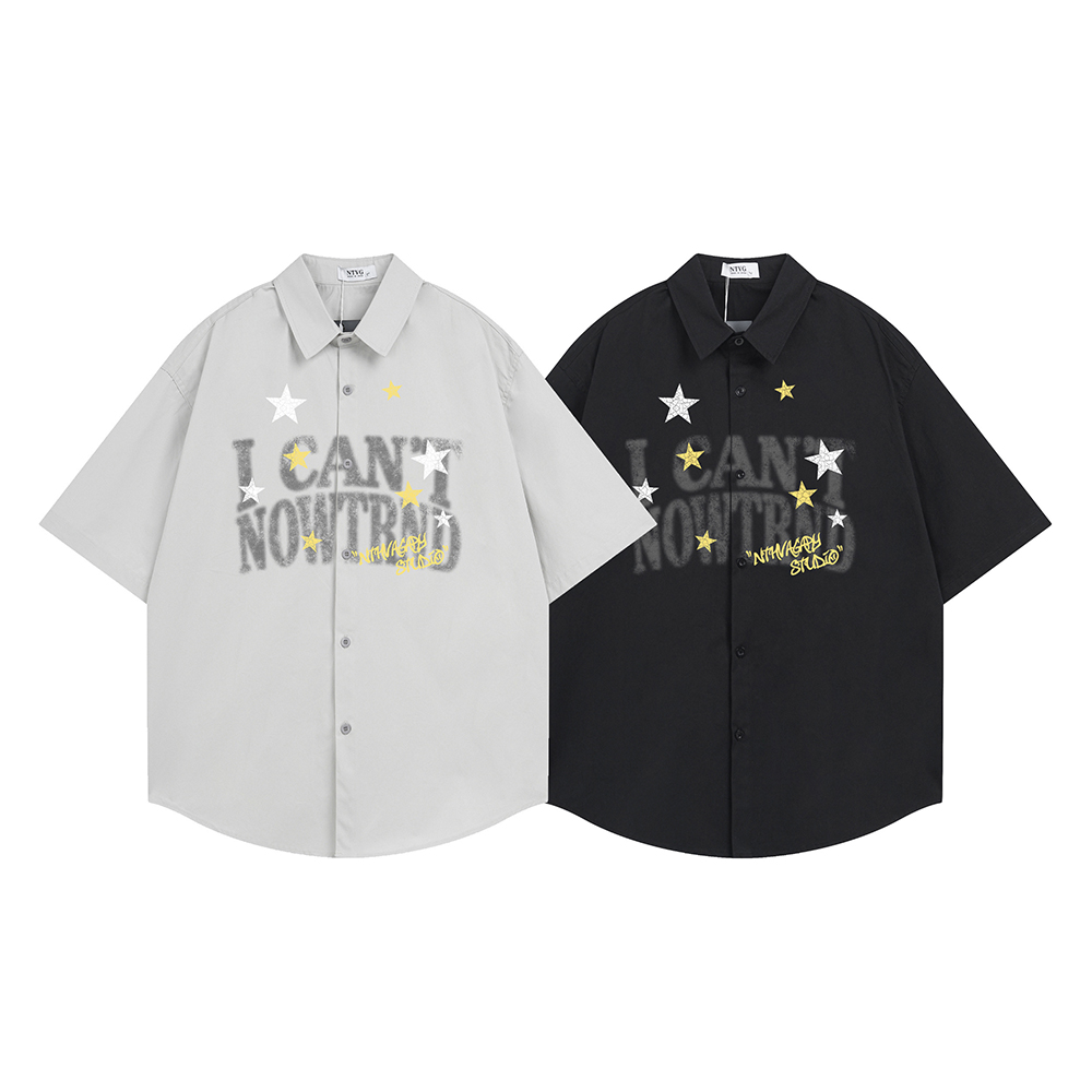 Street Fashion Reviews - Lustiges bedrucktes Mode-Shirt, kurzärmelig, Herrenhemden, Y2K