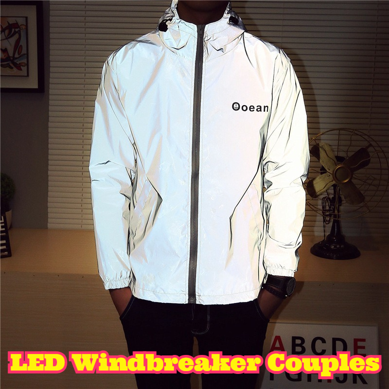Reflective Jacket Running - LED-Leuchten, Windjacke, Paare, Radfahren, reflektierende Jacke,