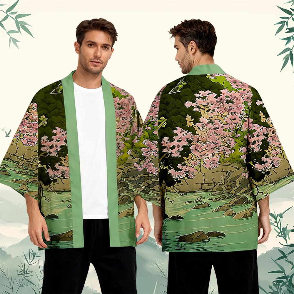 Street Fashion Kimono - Kirschblütenmuster, japanischer Stil, Kimono, Unisex, locker,