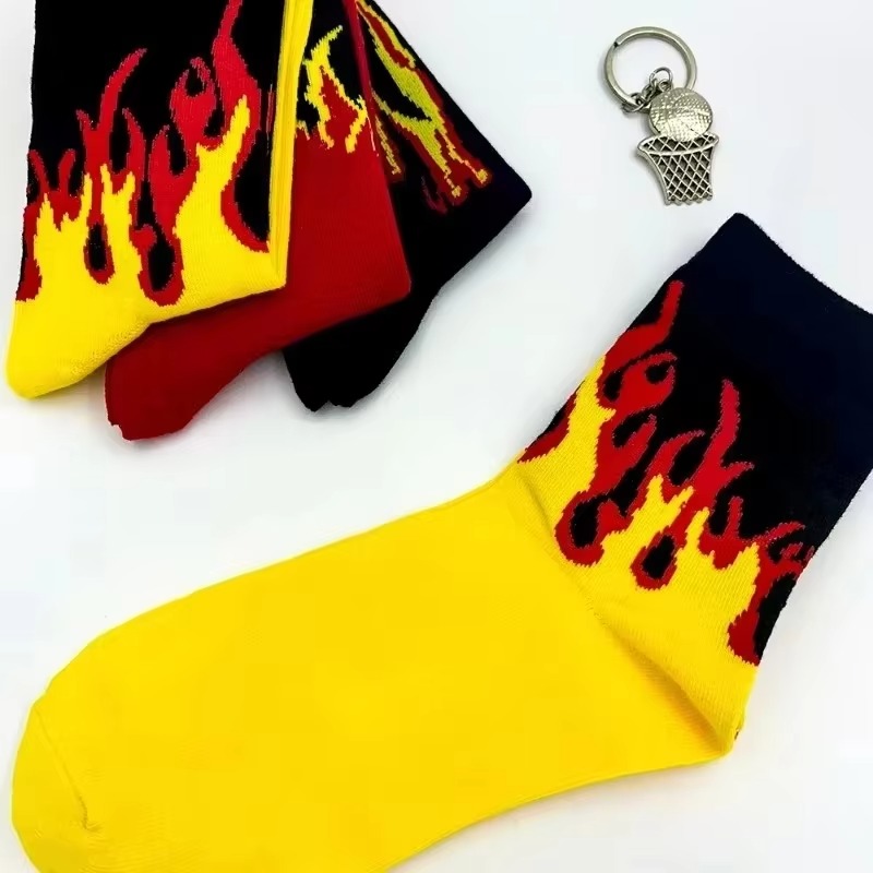 Street Fashion Youtube - Damen Mode Hip-Hop Hit-Farben Flammen-Socken Rote