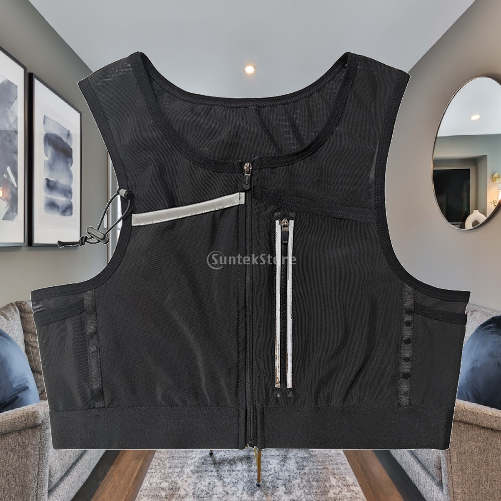 Reflective Jacket Running - Laufweste mit Tasche, Brusttasche, reflektierende Sporttasche