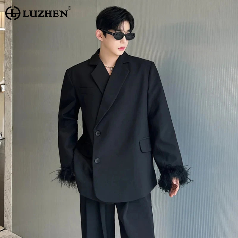 Street Fashion Reviews - LUZHEN Herrenmode Mantel Feder Blazer Spleißen