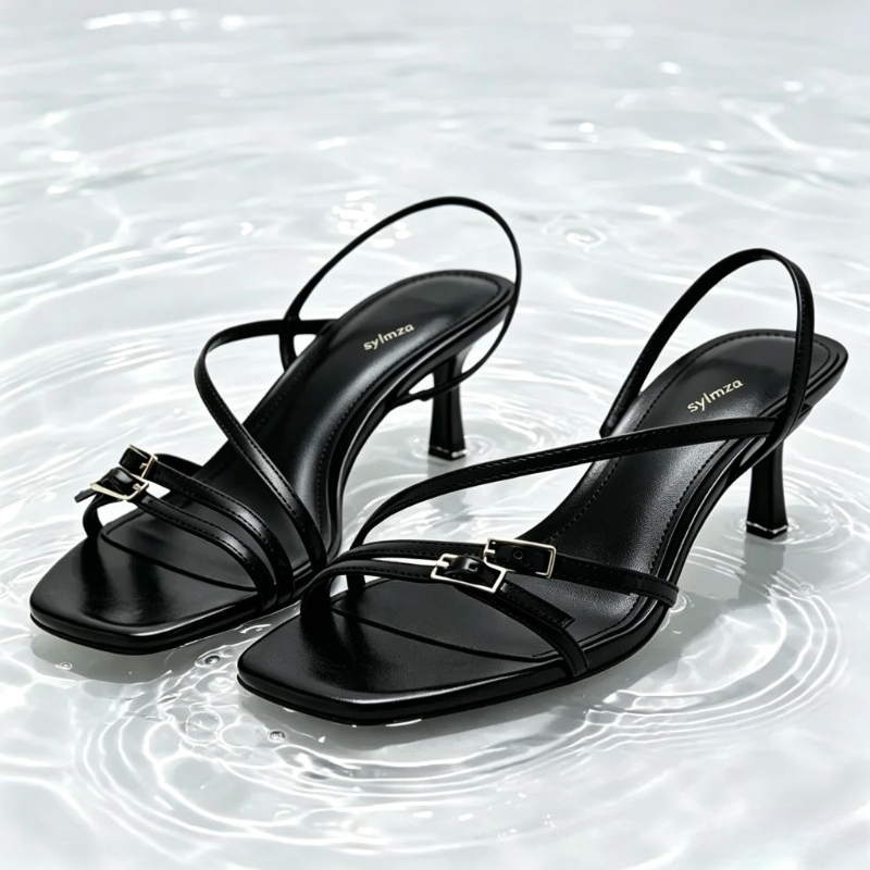 Street Fashion Dress - Modische Schmalband-Sandalen mit Schnallendetail für Damen,