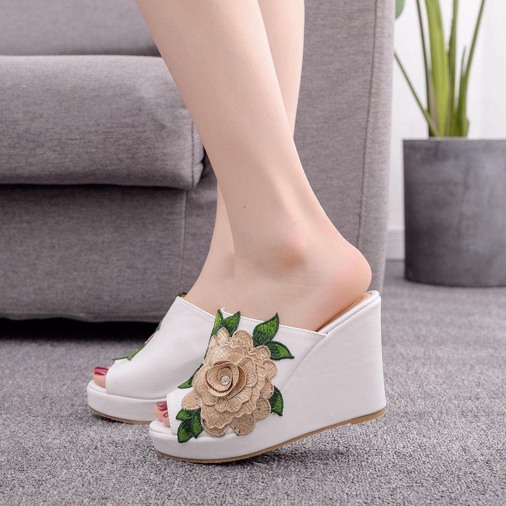 Street Fashion Dress - Damen-Sandalen mit Blumenmuster, offener Zehenpartie, modische