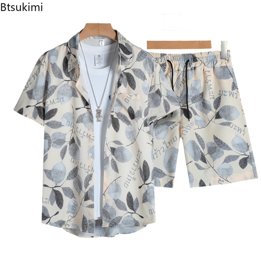 Street Fashion Outfit - 3D-Gedrucktes Herren-Kurzarm-Hemd-Set Sommer Mode Lässiges Dünnes