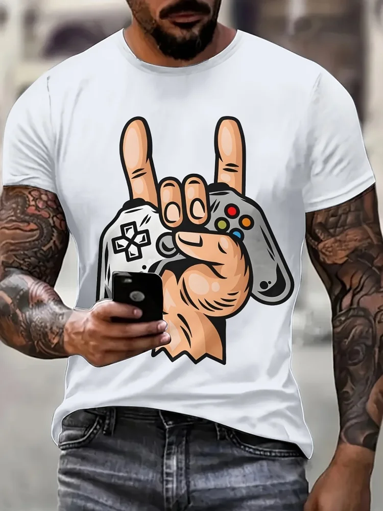 Street Fashion Videos - Modisches Herren-T-Shirt mit Grafik-Controller-Motiv für Videospiele-Liebhaber,