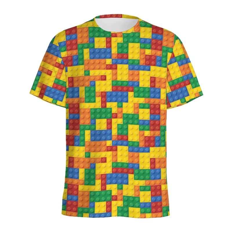 Street Fashion Videos - Retro Baustein 3D-Druck T-Shirt für Herren