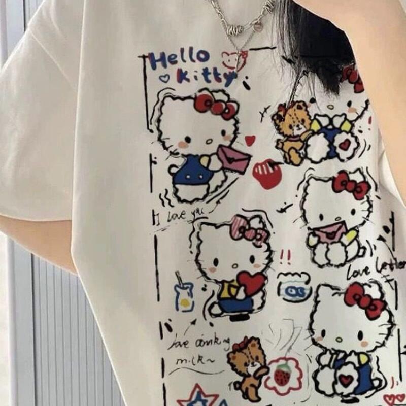 Street Fashion Casual - Kurzärmeliges Sommer Hello Kitty Graffiti Bedrucktes