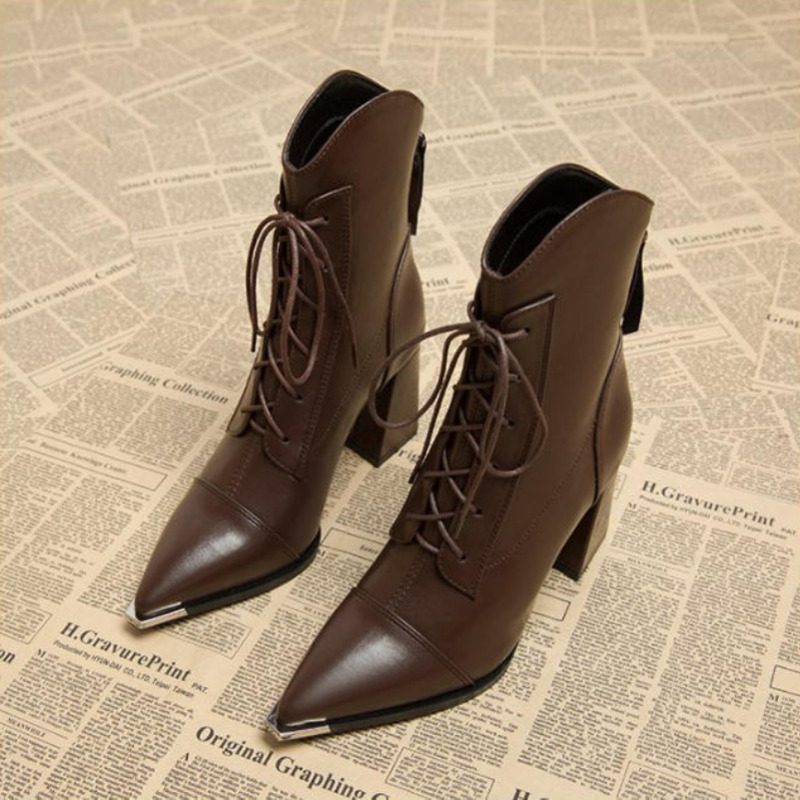 Street Fashion Dress - Frauen Stiefeletten Mode Spitz High Heels