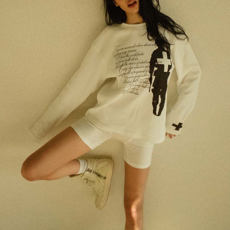 Street Fashion Casual - Modisches Harajuku-T-Shirt mit Vintage-Print und Rundhalsausschnitt