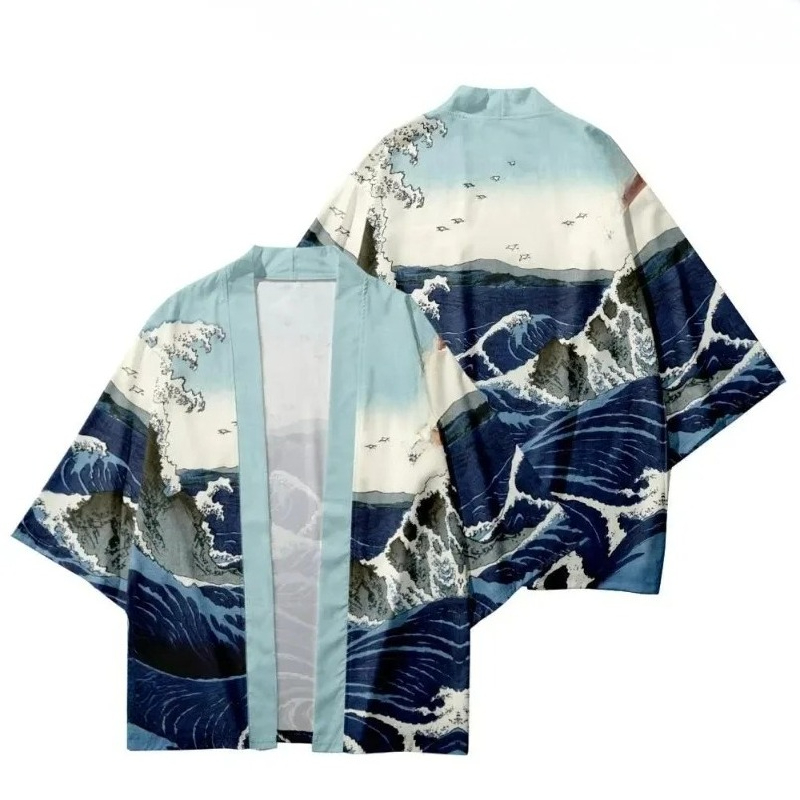 Modischer Wellenmuster-Kimono  – Street Fashion Kimono Bewertung und Preis