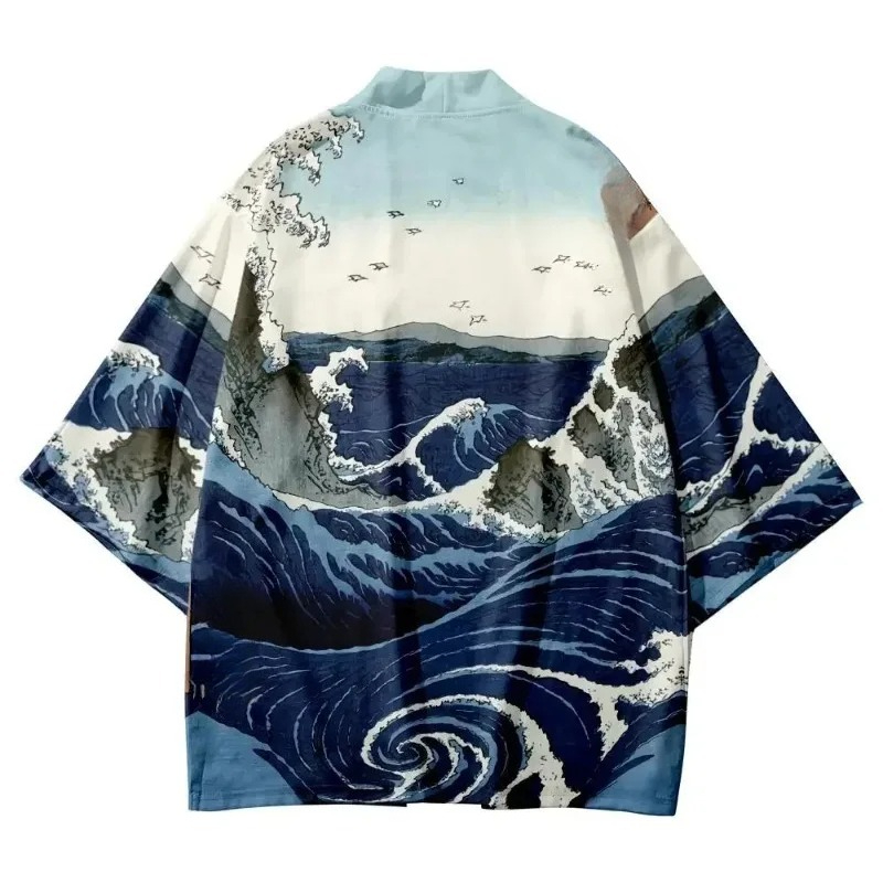 Modischer Wellenmuster-Kimono  – Street Fashion Kimono Bewertung und Preis