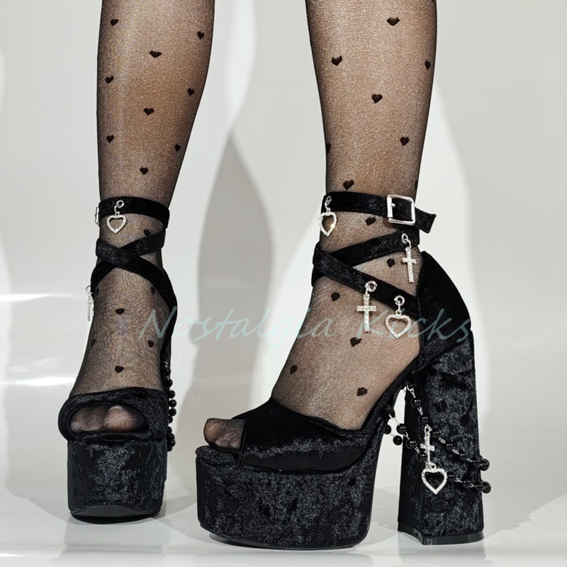 Gothic Schwarz Samt Plattform  – Street Fashion Dress Bewertung und Preis