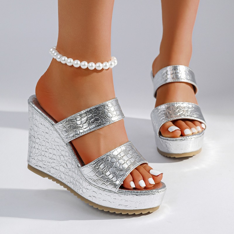 Goldene Krokodilmuster Keilabs – Street Fashion Shoes Bewertung und Preis