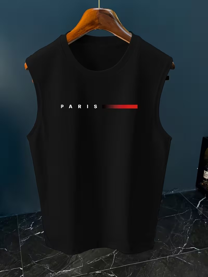 Herren-Tanktop mit minimalisti – Street Fashion In Paris Bewertung und Preis