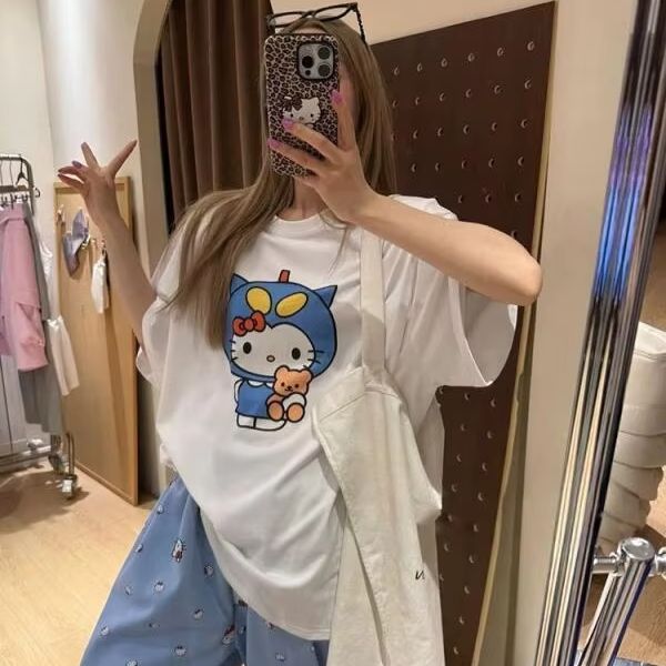 Kurzärmliges T-Shirt mit Hello – Street Fashion Casual Bewertung und Preis