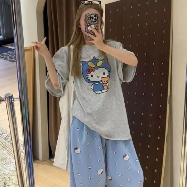 Kurzärmliges T-Shirt mit Hello – Street Fashion Casual Bewertung und Preis